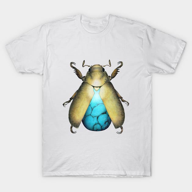 Turquoise Beetle T-Shirt by illucalliart